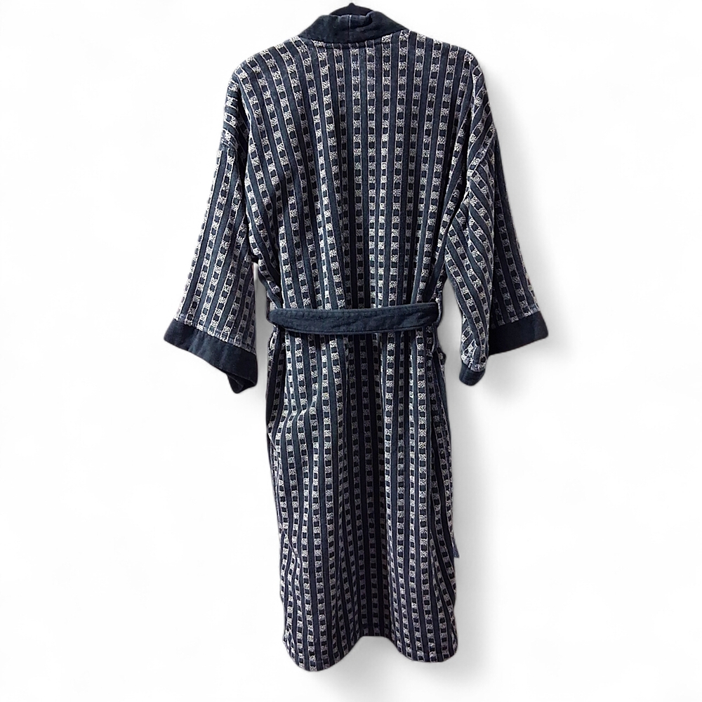 Vintage Christian Dior Monsieur Robe Cotton One Size Black\Tan - Picture 4 of 6